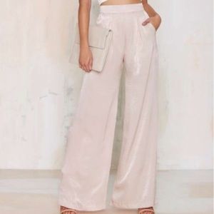 Nasty Gal silk trouser dress pants wide leg